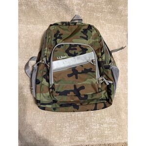 L.L. Bean Adult Deluxe Book Pack Camouflage Print School Backpack Multicolor
